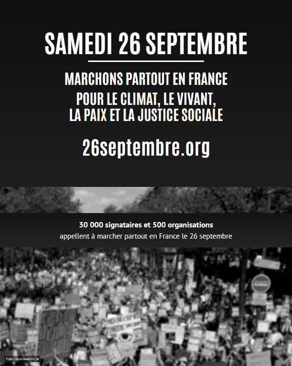 Flyer du 26 septembre, recto — Noir et blanc — fidèle