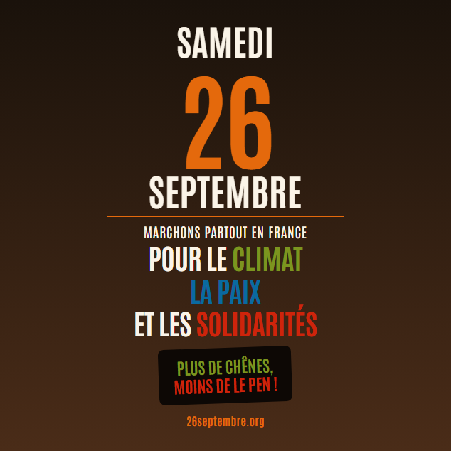 Visuel carré du 26 septembre — Plus de chênes, moins de Le Pen !