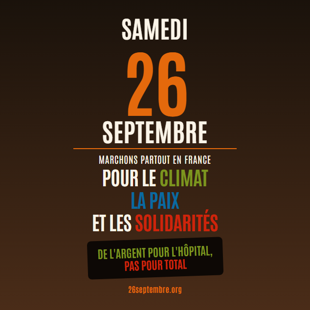 Visuel carré du 26 septembre — De l'argent pour l'hôpital, pas pour Total