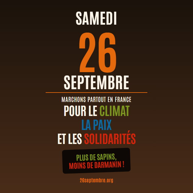 Visuel carré du 26 septembre — Plus de sapins, moins de Darmanin !