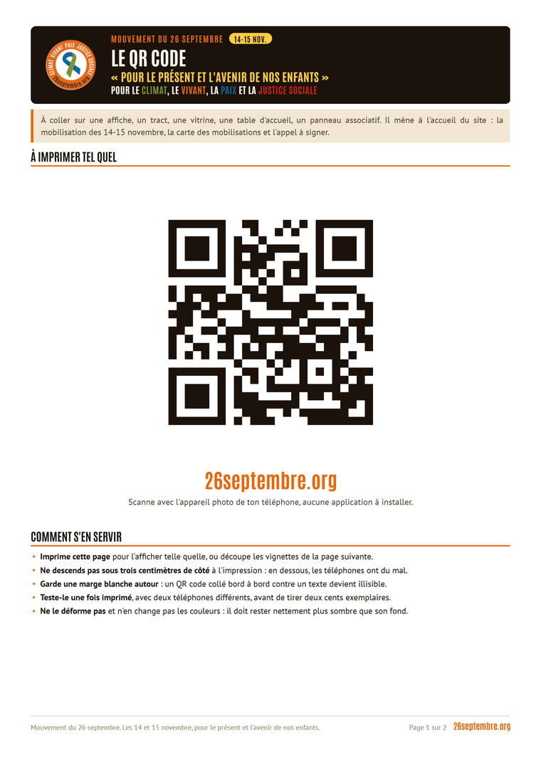 Première page du document « Le QR code »