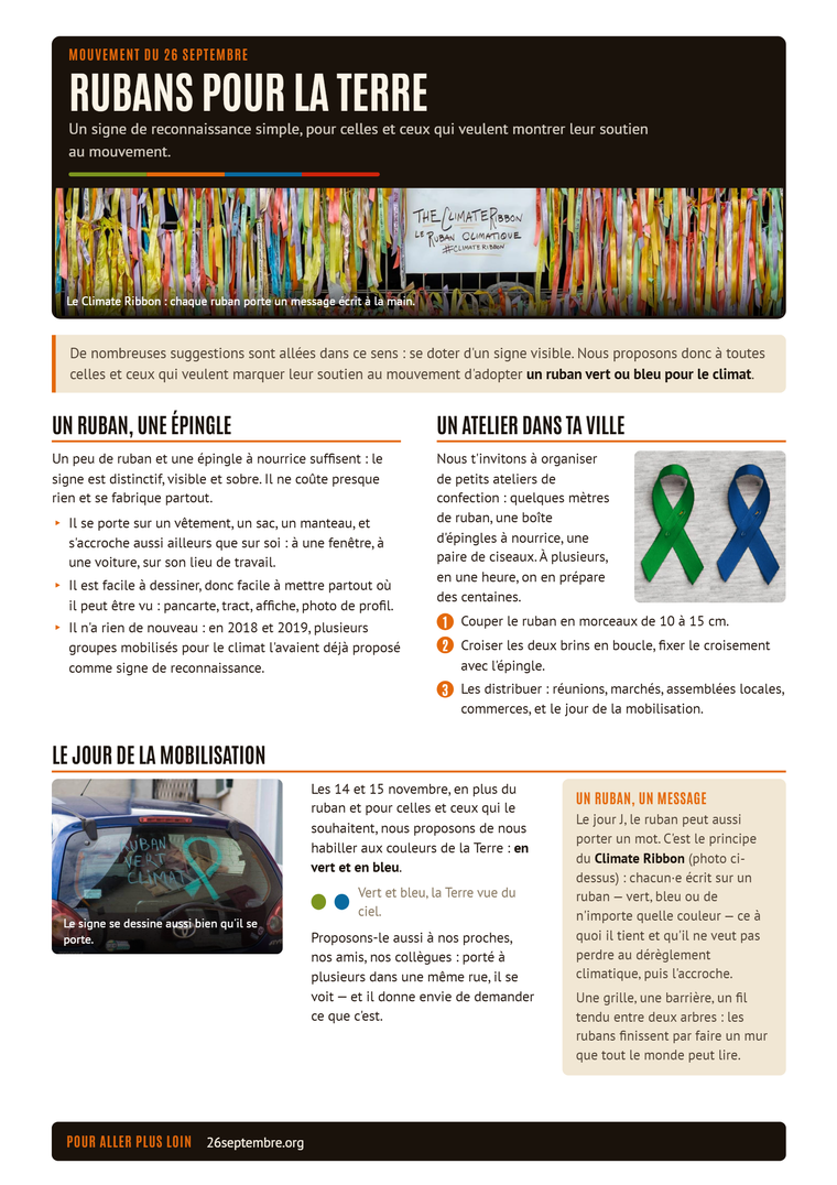 Première page du document « Rubans pour la terre »