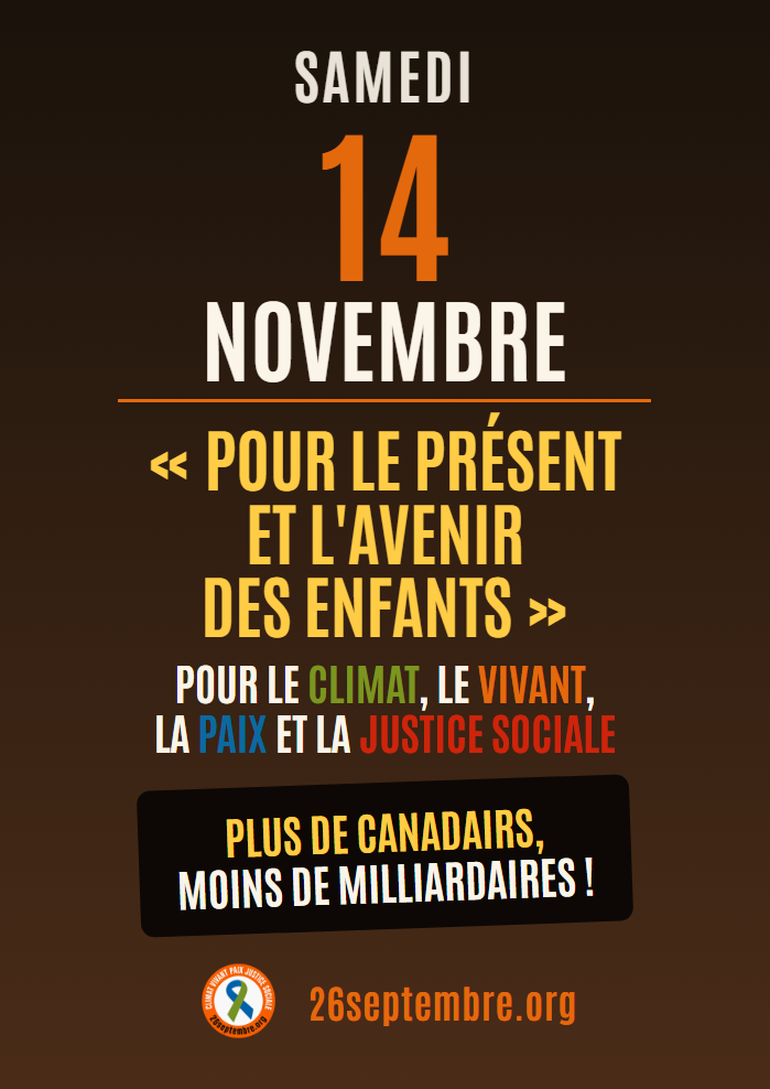 Affiche du 14 novembre : Plus de Canadairs, moins de milliardaires !