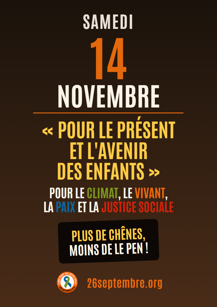 Affiche du 14 novembre : Plus de chênes, moins de Le Pen !