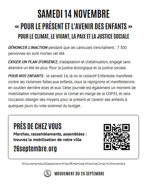 Flyer du 14 novembre, verso — Noir et blanc, économie d'encre