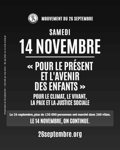 Flyer du 14 novembre, recto — Noir et blanc